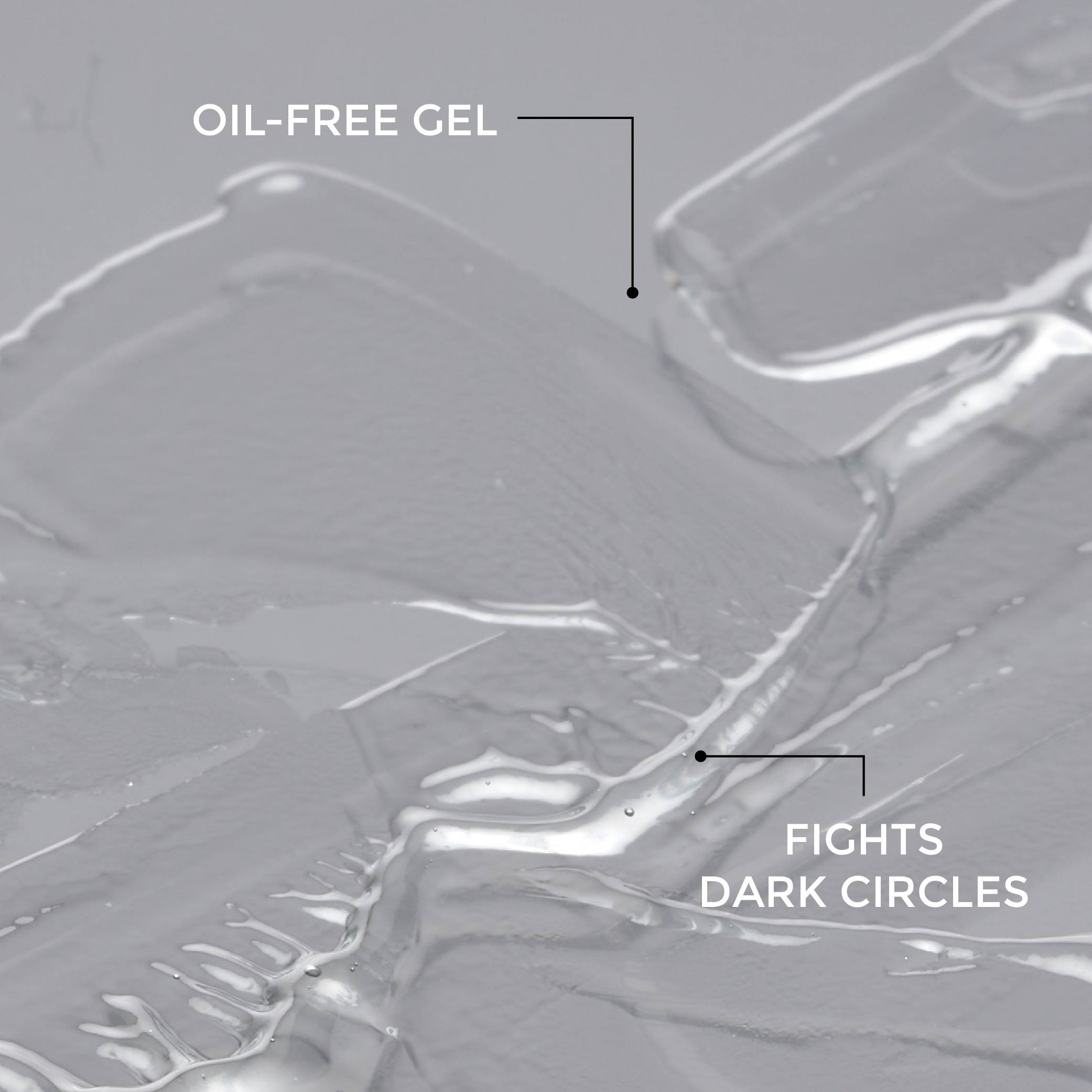 Close-up of Bravado Oculux Under Eye Gel — light transparent gel texture for under-eye care